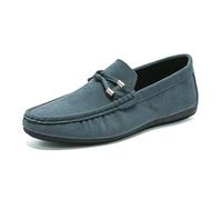 Kanggrei Mocassins for hommes à bout rond en cuir PU, chaussures à enfiler, mocassins à talon plat, antidérapants, légers, for la marche(Bleu,44 EU)
