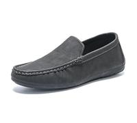 Kanggrei Mocassins for hommes à bout rond en cuir synthétique, chaussures à enfiler, souples, antidérapantes, confortables, décontractées et tendance(Grau,42 EU)