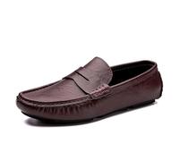 Kanggrei Mocassins for hommes à bout rond en similicuir, mocassins de conduite légers et décontractés, à enfiler(marron,44 EU)