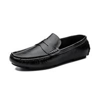 Kanggrei Mocassins for hommes à bout rond en similicuir, mocassins de conduite légers et décontractés, à enfiler(Noir,40 EU)