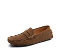 Kanggrei Mocassins for Hommes, Bout carré, en Cuir Nubuck, Chaussures de Conduite, légères, Flexibles et Confortables, à Enfiler for Bal de Promo ou Mariage(Khaki,39 EU)