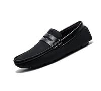 Kanggrei Mocassins for hommes, bout carré, en cuir patchwork, légers, confortables, antidérapants, classiques, décontractés(Noir,39 EU)