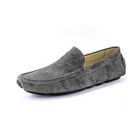 Kanggrei Mocassins for hommes, chaussures à bout rond, en cuir, style conduite, antidérapants, confortables, légers et tendance(Grau,45 EU)