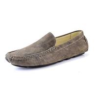 Kanggrei Mocassins for hommes, chaussures à bout rond, en cuir, style conduite, antidérapants, confortables, légers et tendance(Khaki,41 EU)