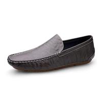 Kanggrei Mocassins for Hommes, Chaussures en Cuir à Bout Rond, Chaussures de Mariage Classiques, Chaussures de Conduite légères, Chaussures Bateau(Grau,39 EU)