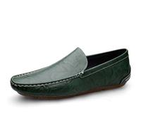 Kanggrei Mocassins for Hommes, Chaussures en Cuir à Bout Rond, Chaussures de Mariage Classiques, Chaussures de Conduite légères, Chaussures Bateau(Vert,42 EU)