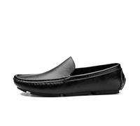 Kanggrei Mocassins for hommes, couleur unie, bout rond, similicuir, confortables, légers, à talon plat, for soirées(Noir,41 EU)