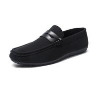 Kanggrei Mocassins for hommes, mocassins à bout rond, en cuir végétalien, classiques, à enfiler, style Penny Loafer(Noir,41 EU)