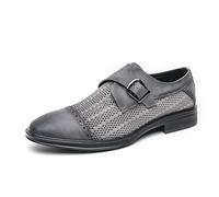 Kanggrei Mocassins habillés for Hommes, Mocassins à Brides, Bout Droit, à Enfiler, perforés, Style Oxford, for Le Travail, Le Bureau, Les Mariages et Les soirées Formelles(Gray,45 EU)