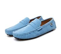 Kanggrei Mocassins Penny for Hommes, Bout Rond, en Daim, légers, Talon Plat, antidérapants, Mode, Marche, Mocassins à Enfiler(Color:Light Blue,Size:44 EU)