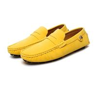 Kanggrei Mocassins Penny for Hommes, Bout Rond, en Daim, légers, Talon Plat, antidérapants, Mode, Marche, Mocassins à Enfiler(Color:Yellow,Size:44 EU)