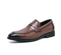 Kanggrei Oxford habillé for hommes, à enfiler, bout carré bruni, bout tablier, mocassin à talon bloc, for le travail(marron,39 EU)