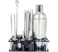 KANGKKAI Shaker Cocktail Kit, 13 pièces Ensemble Premium Barware Ensemble Barre en Acier Inoxydable Cocktail Shaker Ensemble Barman Kit Shakers Bar Outils avec Support à vin