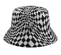 Kangol Chapeau en Tissu Warped Check Bucket Chapeau de pêche (M (56-57 cm) - Noir-Gris)