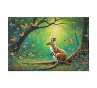 Kangourou Mignon Puzzles en Bois 1000 Pièces pour Adultes, Matériaux Recyclables De Qualité Supérieure Et Puzzle d'impression Haute Définition, Jeu en Famille,Cadeaux Amis. （75×50cm）