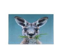 Kangourou Portrait Mangeant de l'herbe Puzzles Amis Famille Activités Nuits Cadeaux 500 pièces
