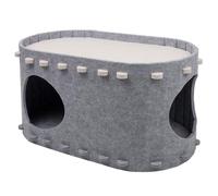 KANGQL Arbre à chat à deux étages pliable pour chat - Lit chaud - Habitat pour chat - Quatre saisons - Coussin pour chat - Tunnel pour chat