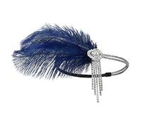 KANGQL Bandeau à plumes style années 1920 pour bal de fin d'année, événement spécial, mariage, fiançailles, nuit, bleu marine