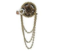 KANGQL Broche en métal steampunk pour homme et femme avec engrenages steampunk et chaîne à pompons, épingles à nourrice, accessoire de costume pour robe, manteau, doré