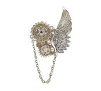 KANGQL Broche Steampunk vintage Steampunk pour homme et femme - Élégante broche de style punk - Épinglette à revers - Décoration pour chemise - Argenté