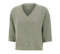 Kangra - Pull à Col en V avec Micro-Sequins - Femme - Pulls - Vert - Taille: 38 FR