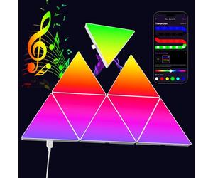 Kangtaixin 8Pcs Panneaux LED triangulaires Muraux 5.9" - Lampe Gaming RGB Modulable, Synchronisation Musicale, Contrôle via App & Télécommande, DIY Créatif pour Décoration Murale