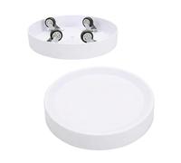 KangTeer Lot de 2 supports mobiles à roulettes pour plantes avec roues cachées -Diamètre intérieur 21,5 cm, Chariot rond pour intérieur et extérieur - Blanc