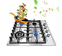 kangten Plaque de cuisson à gaz - 4 feux - En acier inoxydable - Réchaud à gaz intégré - Chalumeau à gaz naturel / propane - 580 × 500 mm - Pour la cuisson, 58 centimeters