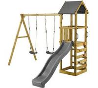 Kangui Aire de jeux bois enfant WALLI 120 Toboggan, balançoires, escalade et cabane