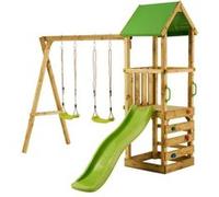 Kangui Aire de jeux bois enfant WALLI 90 Toboggan, balançoires, escalade et cabane