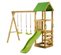 Kangui – Aire de jeux bois enfant Walli 90 – Toboggan, balançoires, escalade et cabane