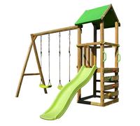 Kangui - Aire De Jeux Bois Enfant Walli - Toboggan, Balançoires, Escalade Et Cabane