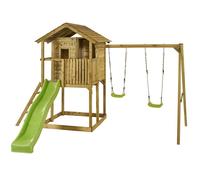 Kangui - Aire de jeux en bois avec cabane sur pilotis WAPITI - Balançoires, toboggan, cabane avec balcon