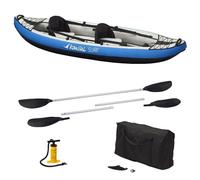 Kangui Canoë-kayak gonflable 1–2 places – pagaie, sac, pompe double action, kit réparation Bleu