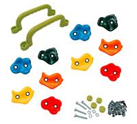 Kangui - Lot De 10 Pierres À Grimper D'escalade + 2 Poignées Pour Structures De Jeux - Fixations Incluses Multi-couleurs TU
