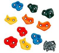 Kangui Lot de 10 pierres d'escalade pour structures de jeux – Fixations incluses – Multi-couleurs