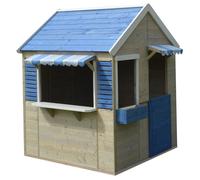 Kangui Maison de jardin enfant Cabane en bois avec plancher Toit étanche Bleu et blanc