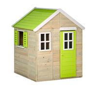 Kangui Maison de jardin enfant extérieur Cabane en bois avec plancher Toit étanche Vert et blanc