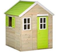 Kangui Maison de jardin enfant extérieur Cabane en bois avec plancher Toit étanche Vert et blanc