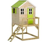 Kangui Maison de jardin enfant Cabane en bois avec plateforme Toit étanche Vert et blanc