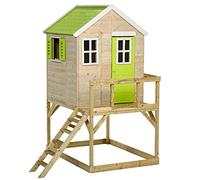 Kangui Maison de jardin enfant Cabane en bois avec plateforme Toit étanche Vert et blanc