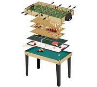 Table de jeux 10 en 1 Baby Foot Billard Ping Pong Hockey Bowling Cartes Structure Bois Accessoires Inclus