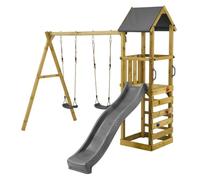 Kangui Tour et portique bois enfant WALLI Toboggan, balançoires, escalade et cabane