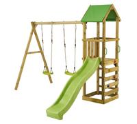 Kangui - Tour et portique bois enfant WALLI - Toboggan, balançoires, escalade et cabane