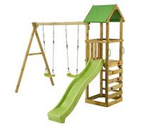 Kangui - Tour et portique bois enfant WALLI - Toboggan, balançoires, escalade et cabane