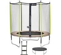 Trampoline de jardin 244 cm + filet de sécurité + échelle + bâche de protection jumpi taupe/vert 250 taupe TU