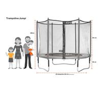 Kangui - Trampoline De Jardin 244 Cm + Filet De Sécurité + Échelle + Bâche De Protection + Kit D'ancrage Jumpi Vert/Noir 250