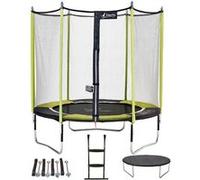 Kangui - Trampoline De Jardin 244 Cm + Filet De Sécurité + Échelle + Bâche De Protection + Kit D'ancrage Jumpi Vert/Noir 250