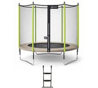 Kangui Trampoline de jardin Jumpi 244 cm — Filet de sécurité + Échelle Taupe/Vert
