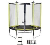 KANGUI Trampoline de jardin 244 cm + filet de sécurité + échelle + kit d'ancrage JUMPI Vert/Noir 250 Vert G